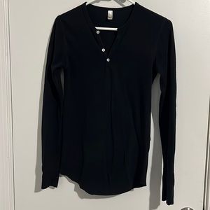 American Apparel Black Long Sleeve Baby Thermal Henley